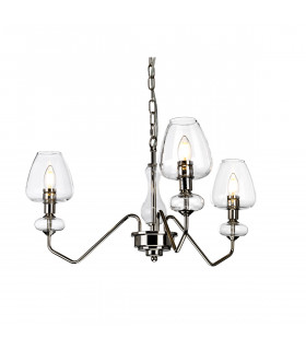Armand 3 Light Pendant Polished Nickel Glass Shade-1