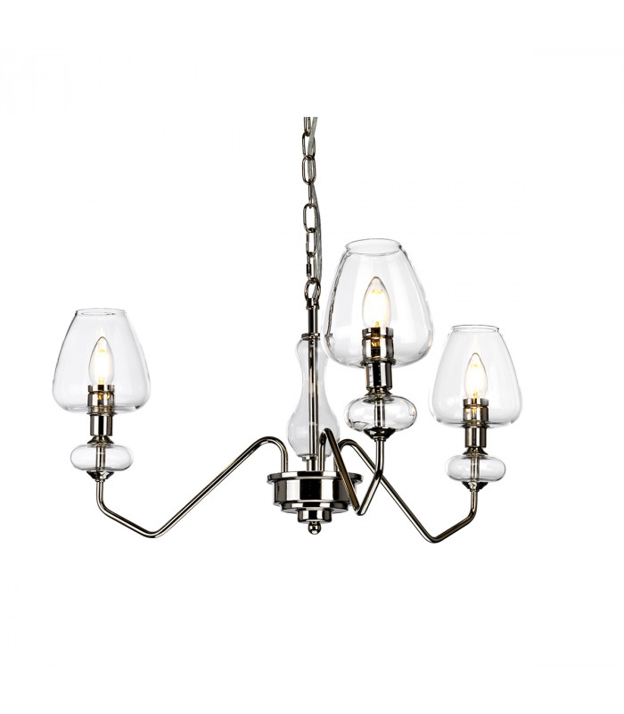 Armand 3 Light Pendant Polished Nickel Glass Shade-1