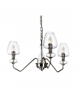 Armand 3 Light Pendant Polished Nickel Glass Shade-2