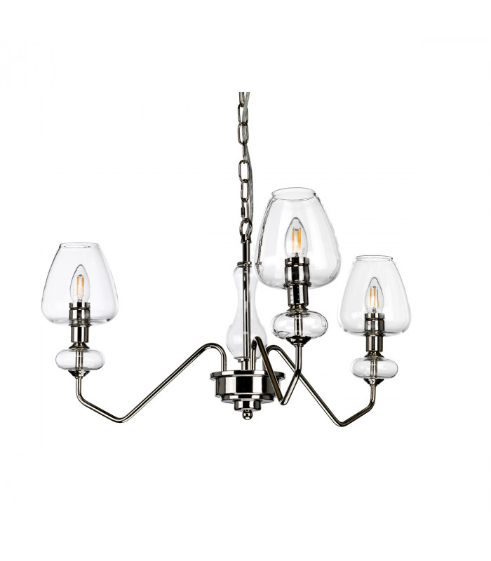 Armand 3 Light Pendant Polished Nickel Glass Shade-2