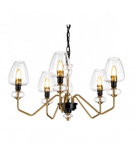 Armand 5 Light Chandelier Aged Brass Glass Shade-1