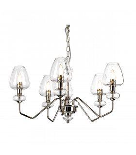 Armand 5 Light Chandelier Polished Nickel Glass Shade-1