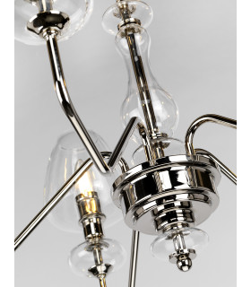 Armand 5 Light Chandelier Polished Nickel Glass Shade-2