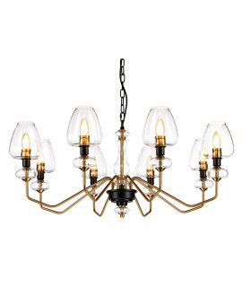 Armand 8 Light Chandelier Aged Brass Glass Shade-1