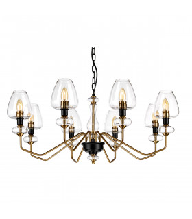 Armand 8 Light Chandelier Aged Brass Glass Shade-2