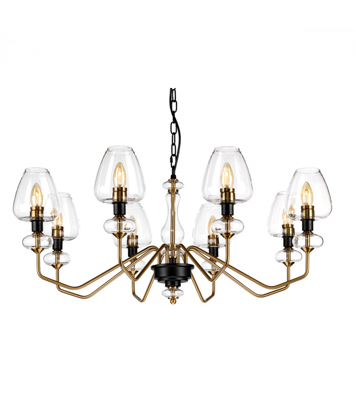 Armand 8 Light Chandelier Aged Brass Glass Shade-2