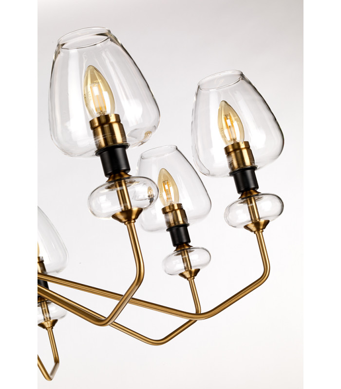 Armand 8 Light Chandelier Aged Brass Glass Shade-3