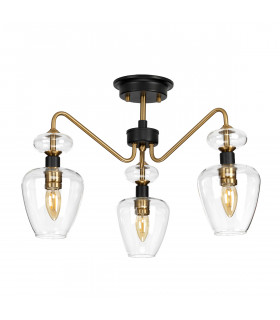 Armand 3 Light Semi Flush Aged Brass Glass Shade-2