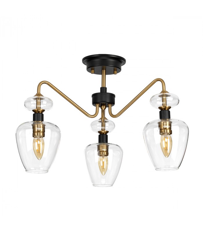 Armand 3 Light Semi Flush Aged Brass Glass Shade-2