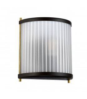 Corona Flush 1 Light Wall Light Museum Bronze Frosted Glass-2
