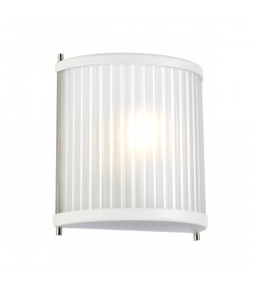 Corona Flush 1 Light Wall Light White Polished Nickel Frosted Glass-1
