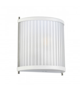Corona Flush 1 Light Wall Light White Polished Nickel Frosted Glass-2