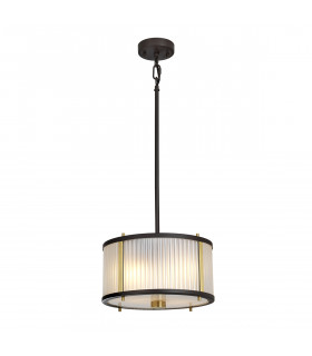 Corona Cylindrical 2 Light Pendant Museum Bronze Frosted Glass-1
