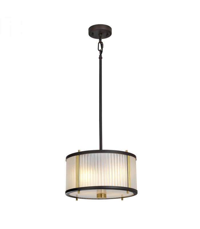 Corona Cylindrical 2 Light Pendant Museum Bronze Frosted Glass-1