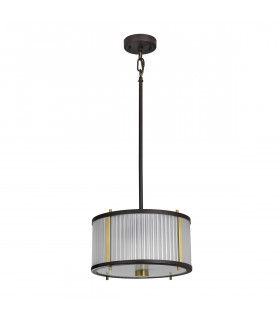 Corona Cylindrical 2 Light Pendant Museum Bronze Frosted Glass-2