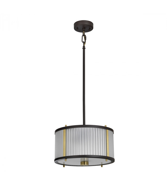 Corona Cylindrical 2 Light Pendant Museum Bronze Frosted Glass-2