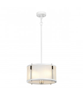 Corona Cylindrical 2 Light Pendant White Polished Nickel Frosted Glass-1