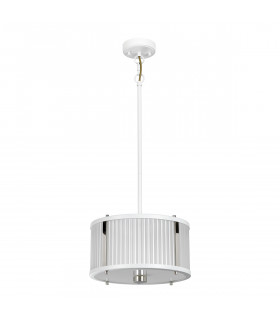 Corona Cylindrical 2 Light Pendant White Polished Nickel Frosted Glass-2