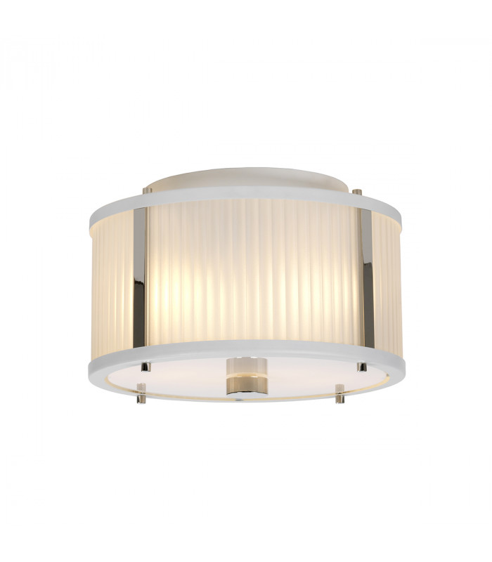 Corona Cylindrical 2 Light Pendant White Polished Nickel Frosted Glass-3