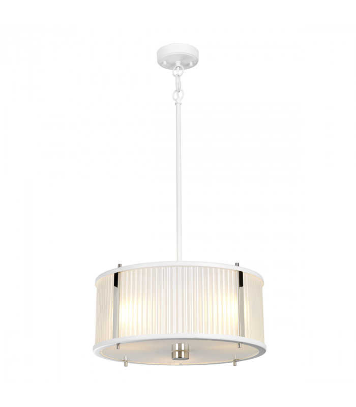 Corona Cylindrical 3 Light Pendant White Polished Nickel-1