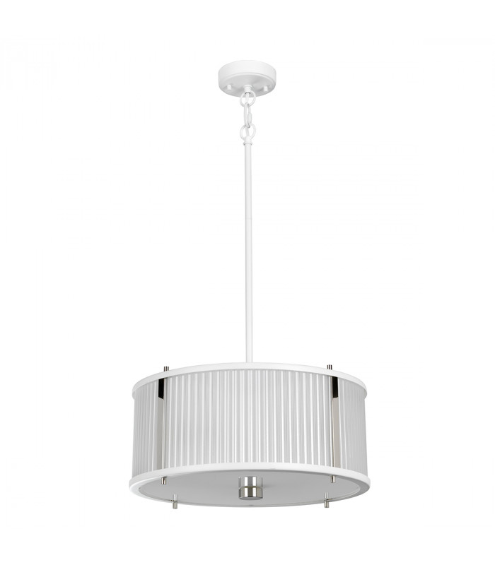 Corona Cylindrical 3 Light Pendant White Polished Nickel-2