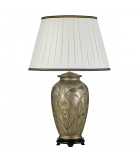 Dian Ceramic Table Lamp Hand Painted Leaves Decor Tall Empire Ivory Cotton Shade-2
