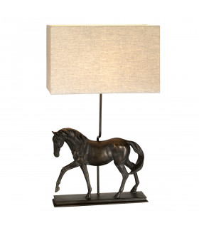 Dorado Bronze Patina Large Horse Statuette Table Lamp Rectangle Shade-1