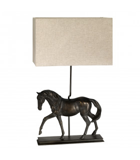 Dorado Bronze Patina Large Horse Statuette Table Lamp Rectangle Shade-2