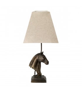 Eclipse Bronze Patina Horse Bust Statuette Table Lamp Tapered Square Shade-2