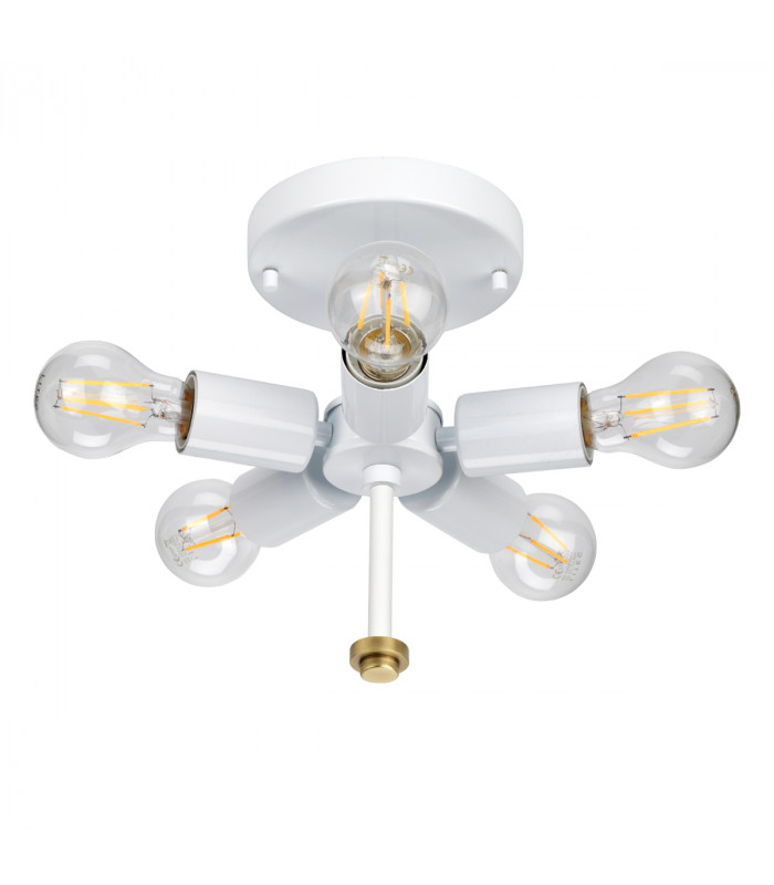 Fletcher 22" Flush Ceiling Light with Aged Brass Finial-3