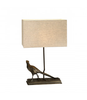 Halkirk Bronze Patina Pheasant Statuette Table Lamp with Rectangle Shade-1