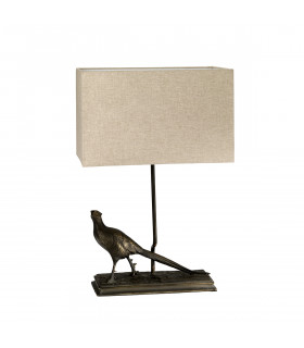 Halkirk Bronze Patina Pheasant Statuette Table Lamp with Rectangle Shade-2