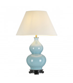 Harbin Gourd Ceramic Oriental Table Lamp With Tall Empire Duck Egg Blue-1