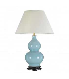 Harbin Gourd Ceramic Oriental Table Lamp With Tall Empire Duck Egg Blue-2