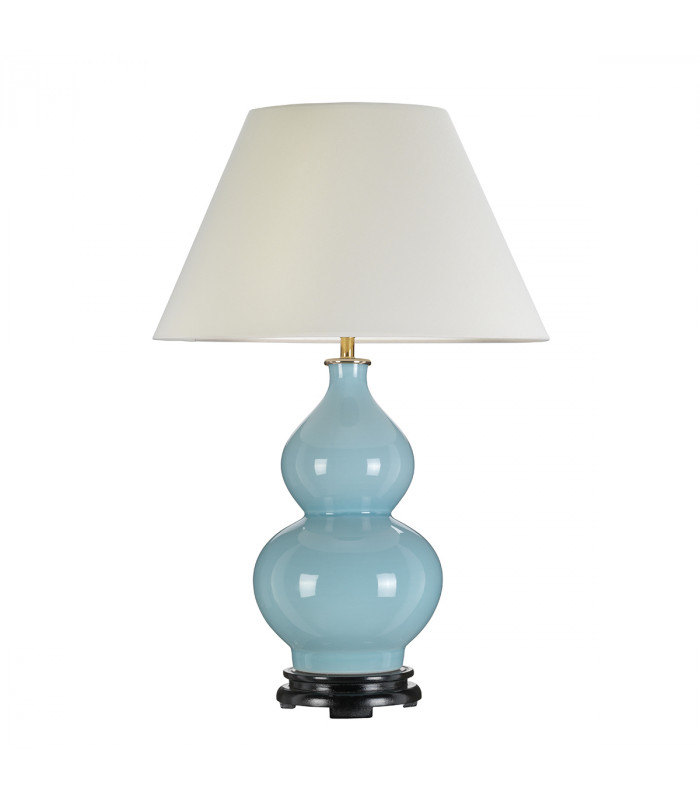 Harbin Gourd Ceramic Oriental Table Lamp With Tall Empire Duck Egg Blue-2