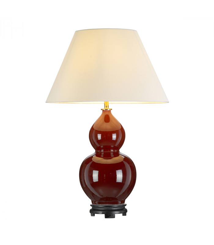 Harbin Gourd Ceramic Oriental Table Lamp With Tall Empire Oxblood-1