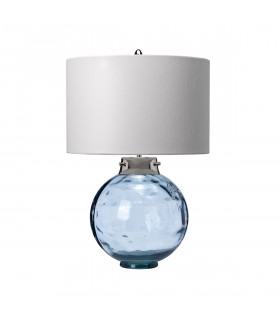 Kara Table Lamp Blue Faux Silk Shade-1