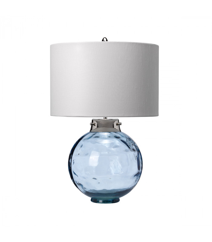 Kara Table Lamp Blue Faux Silk Shade-1