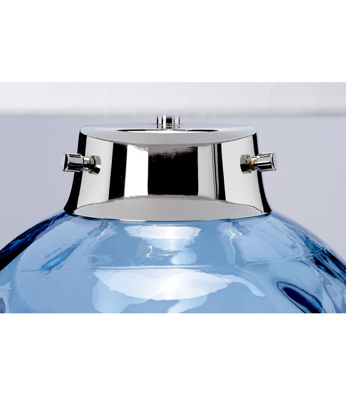 Kara Table Lamp Blue Faux Silk Shade-3