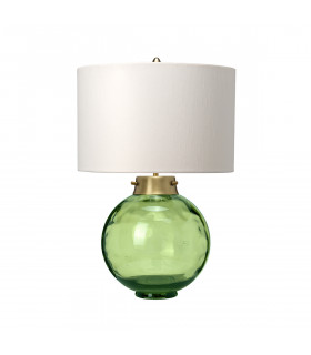 Kara Table Lamp Dark Green Faux Silk Shade-1
