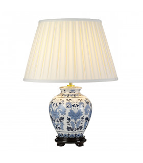 Linyi 1 Light Paterned Oriental Ceramic Table Lamp with Tall Empire Shade-1