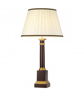 Louviers 1 Light Table Lamp Oxblood Wood With Tall Empire Cotton Shade-1