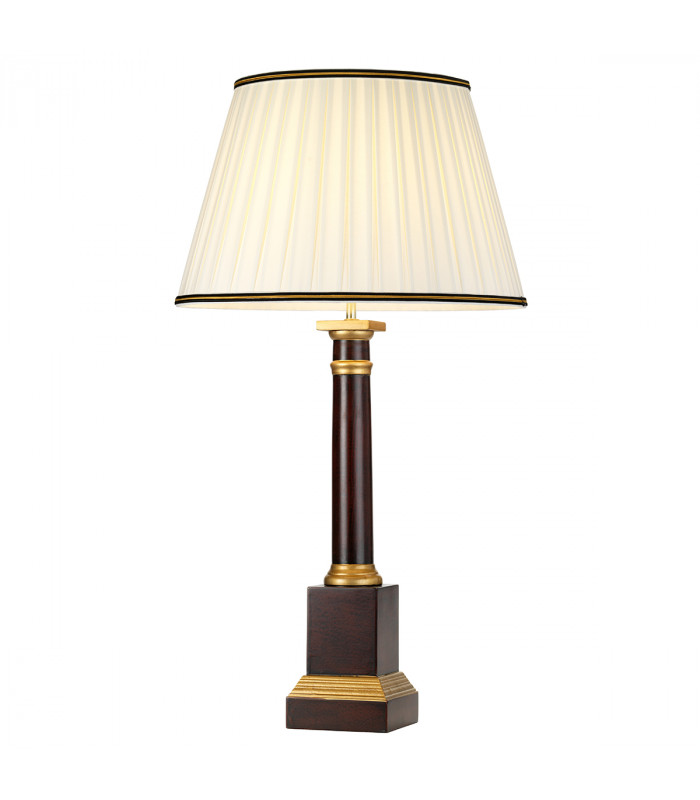 Louviers 1 Light Table Lamp Oxblood Wood With Tall Empire Cotton Shade-1