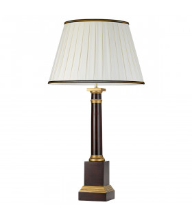 Louviers 1 Light Table Lamp Oxblood Wood With Tall Empire Cotton Shade-2