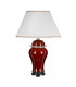 Oxblood Temple Jar 1 Light Ceramic Table Lamp Tall Empire Cotton Shade-2