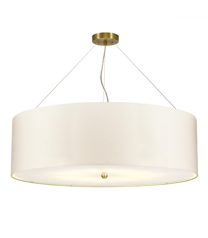Pearce 34" Cylindrical Pendant with Aged Brass Ceiling Pan-1