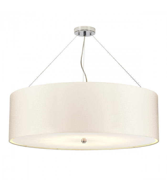 Pearce 34" Cylindrical Pendant with Polished Chrome Ceiling Pan-1