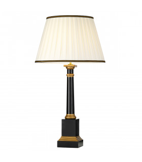 Peronne 1 Light Table Lamp Black Wood Tall Empire Cotton Shade-1