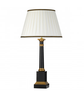 Peronne 1 Light Table Lamp Black Wood Tall Empire Cotton Shade-2
