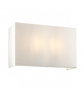 Riley Large Square Wall Light with Brass Ivory Faux Silk Shade-1